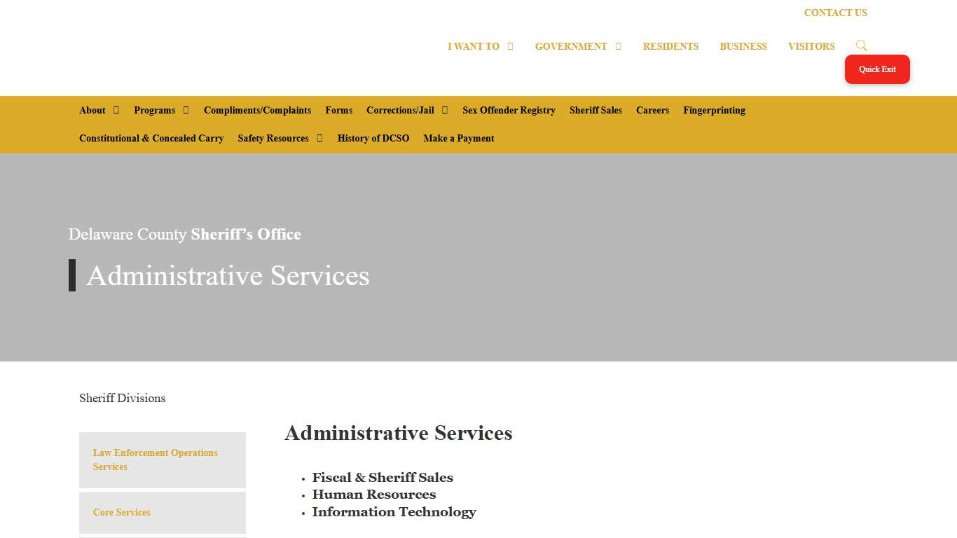 Administrative Services - Sheriff