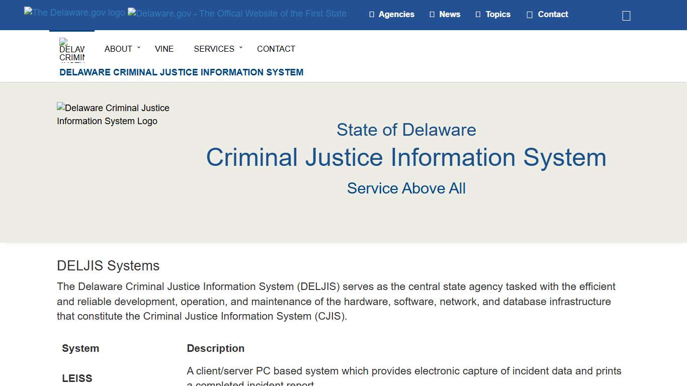 About - Delaware Criminal Justice Information System